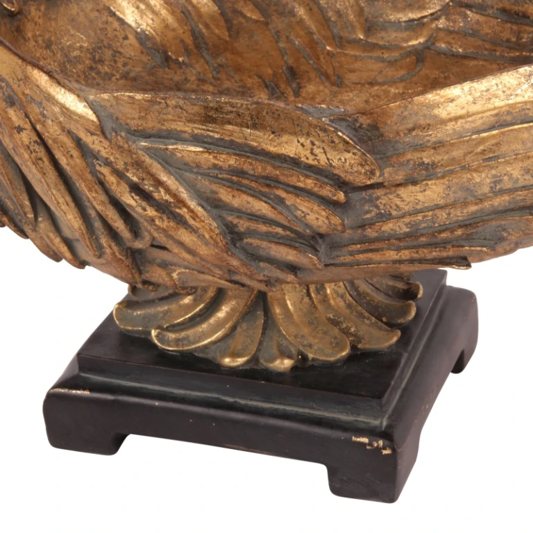 Piatto decorativo stile olandese a forma di pavone - oro - 45 cm