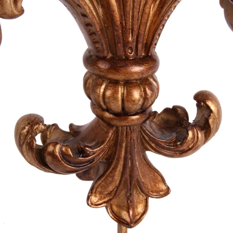 Fleur-de-lis su piedistallo - oro - 38 cm - resina artificiale