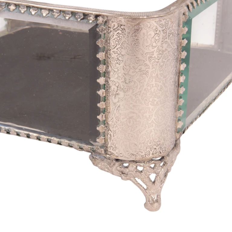 Scatola portaoggetti quadrata - 21 x 21 x 13 cm - argento - vetro