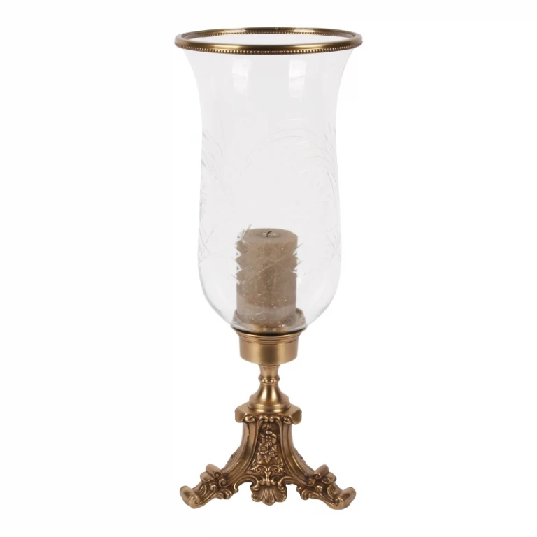 Portacandele Vanna - 57 cm - oro - ottone e vetro