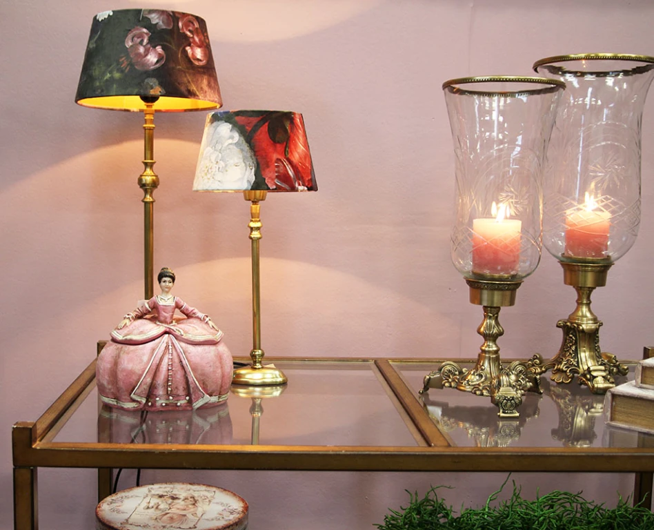 Portacandele Vanna - 57 cm - oro - ottone e vetro