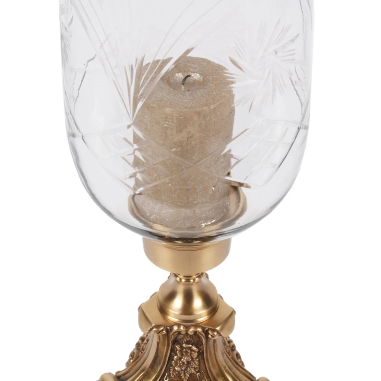 Portacandele Vanna - 57 cm - oro - ottone e vetro