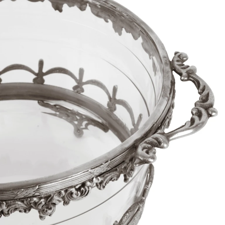 Portacandele - argento - ottone e vetro - 14 cm