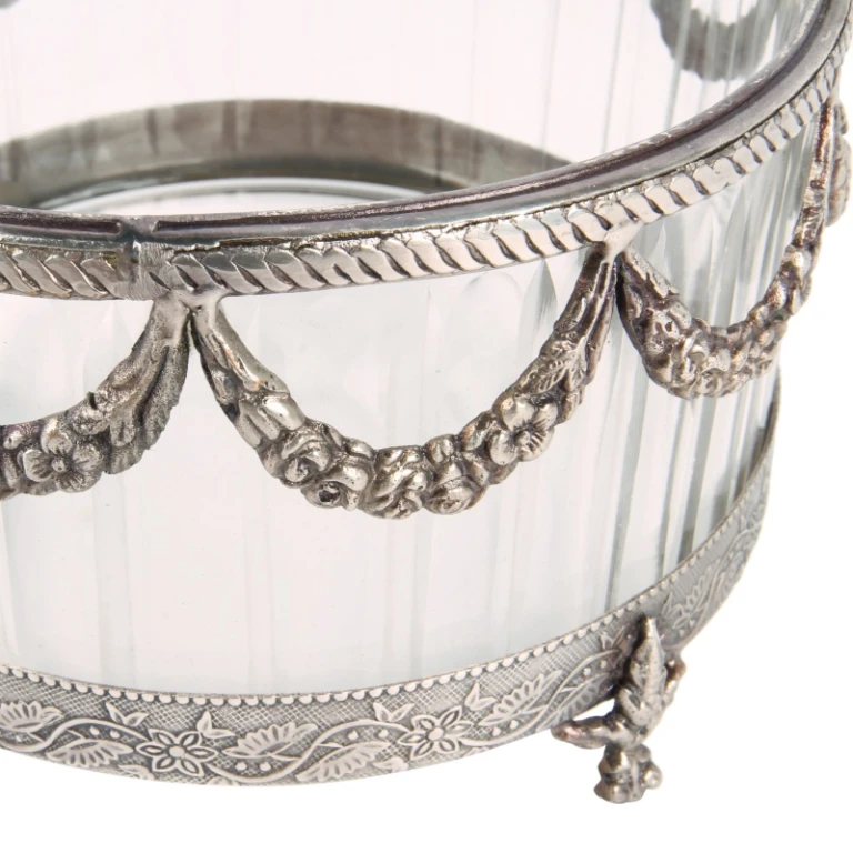 Portacandele - argento - 10 cm - ottone e vetro