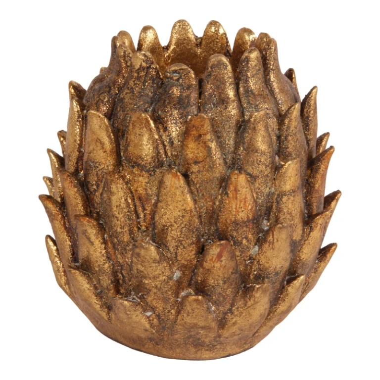 Portacandele Carciofo - oro - resina sintetica - 9 cm