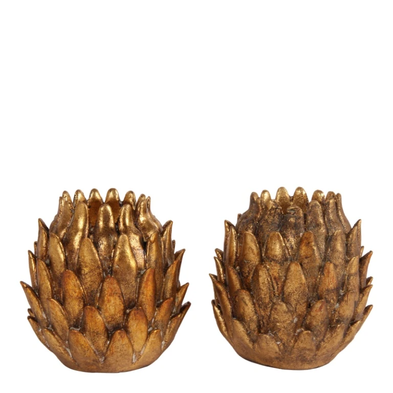 Portacandele Carciofo - oro - resina sintetica - 9 cm