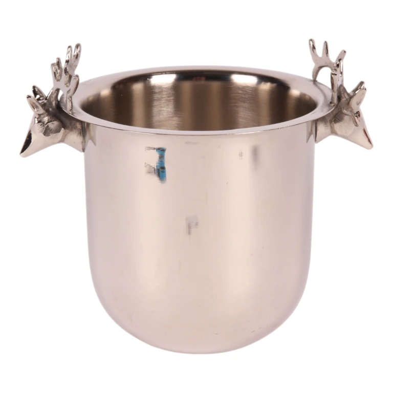 Raffreddatore per vino con teste di cervo - ottone color argento - 24 cm - 1 pezzo