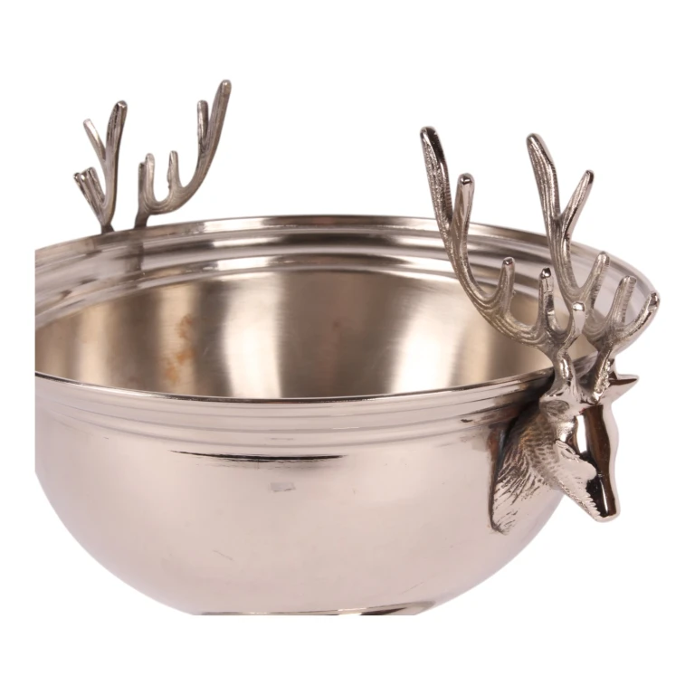 Raffreddatore per vino con teste di cervo - ottone color argento - 27,5 cm