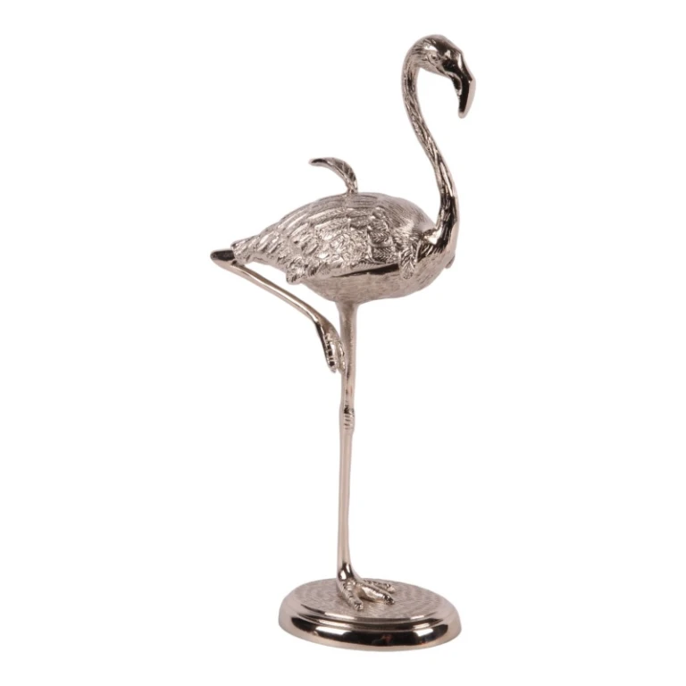 Scatola portaoggetti Flamingo - 29 cm - argento - ottone