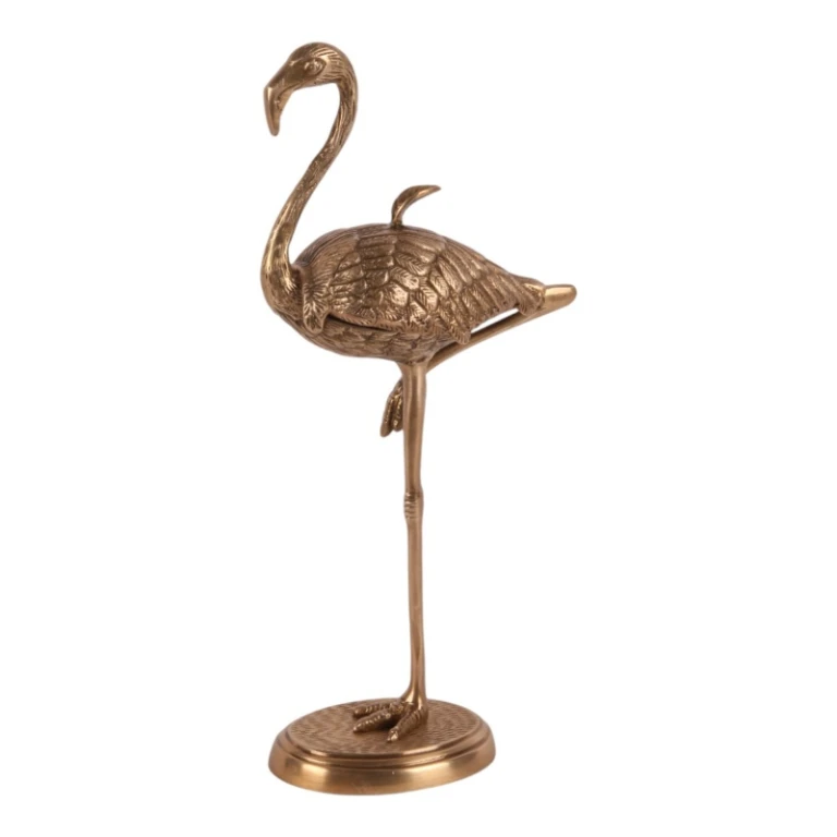 Scatola portaoggetti Flamingo - 29 cm - oro - ottone