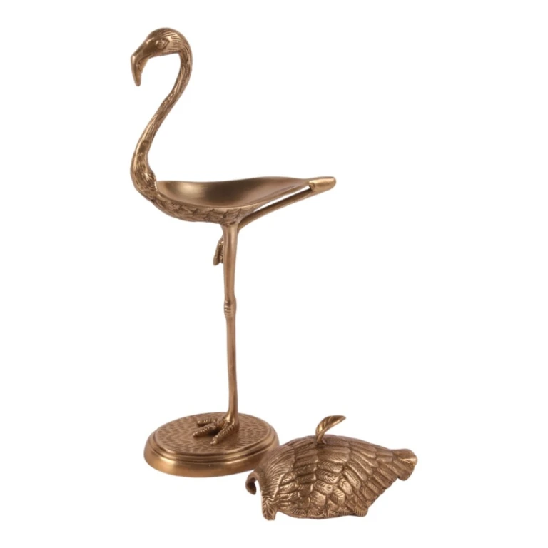 Scatola portaoggetti Flamingo - 29 cm - oro - ottone