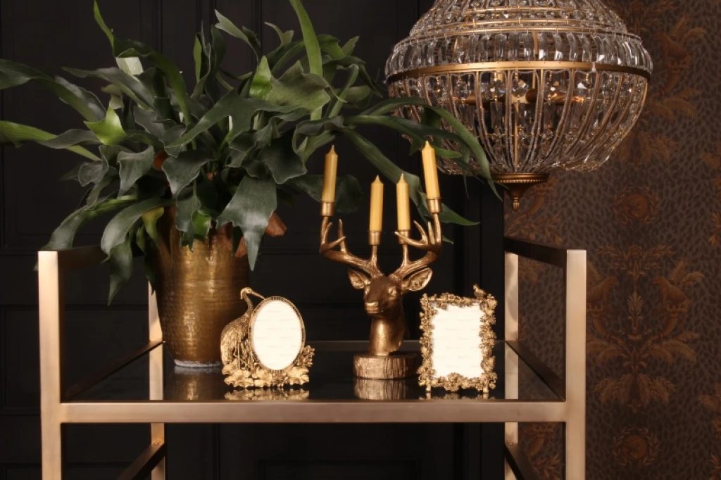 Candelabro Cervo - 31,5 cm - oro - resina artificiale