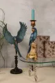 Kandelaar Papegaai 33 cm - Blauw - Resin