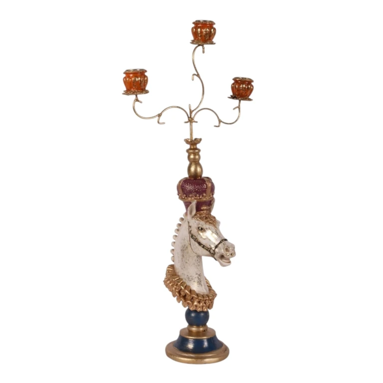 Portacandele Cavallo - 55 cm - multi - resina artificiale