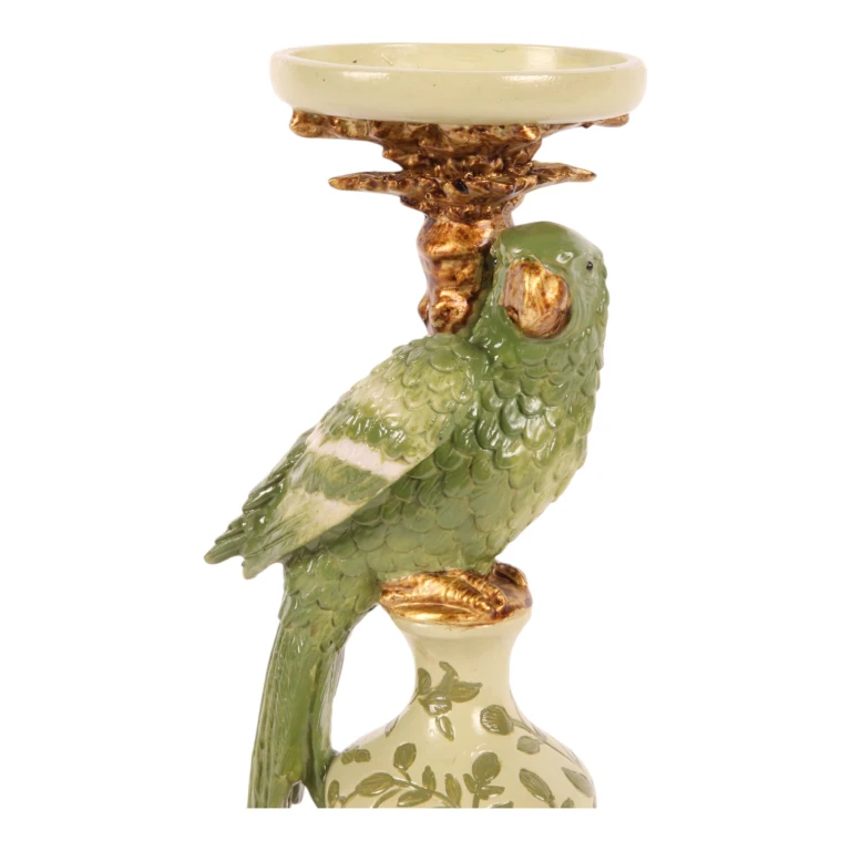Candelabro Pappagallo - 32 cm - verde - resina artificiale