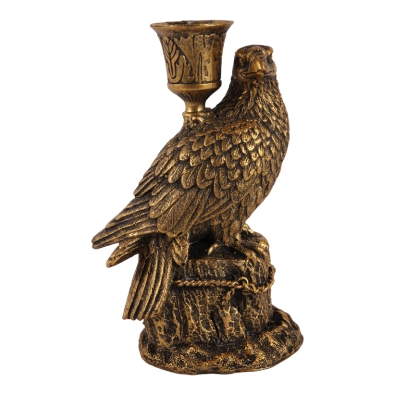 Candelabro Uccello - 16 cm - oro - resina sintetica