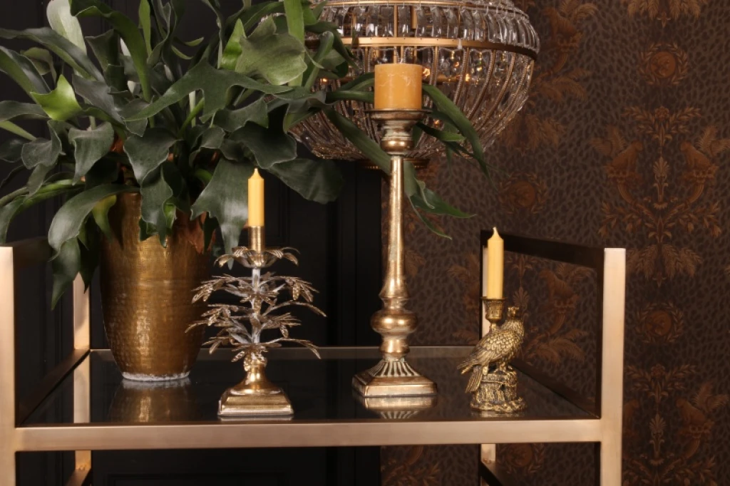 Candelabro Uccello - 16 cm - oro - resina sintetica