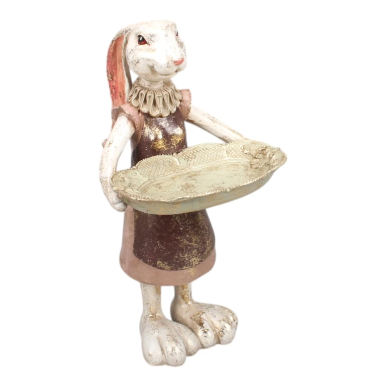 Statua di coniglio con tavola - mixed - 27 cm