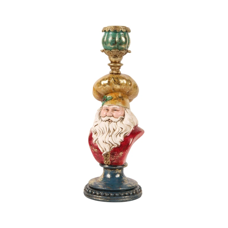 Candelabro Babbo Natale - 25 cm - oro - resina artificiale