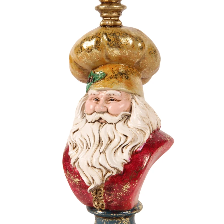 Candelabro Babbo Natale - 25 cm - oro - resina artificiale