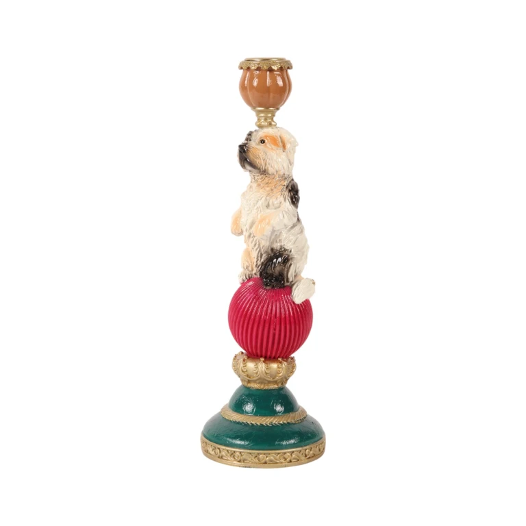 Candelabro cane - 28,5 cm - multicolore - resina artificiale