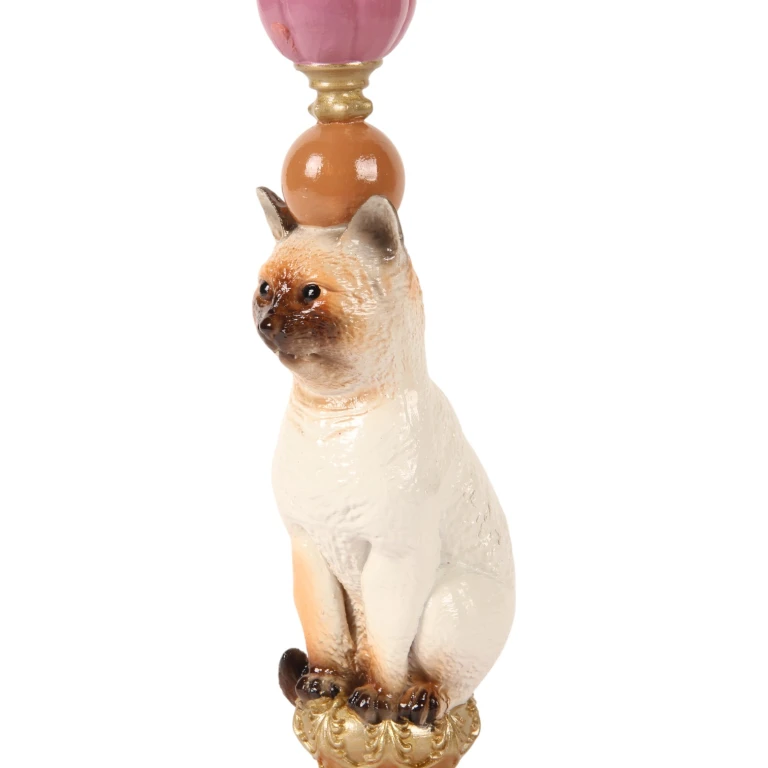 Candelabro Gatto - 26 cm - multicolore - resina artificiale
