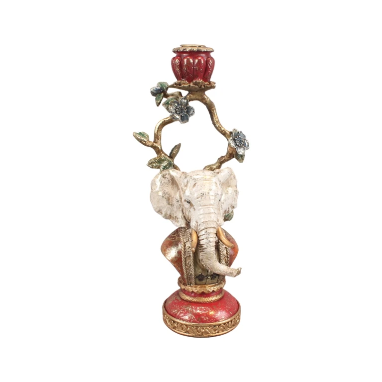 Candelabro Elefante - 31 cm - multicolore - resina artificiale