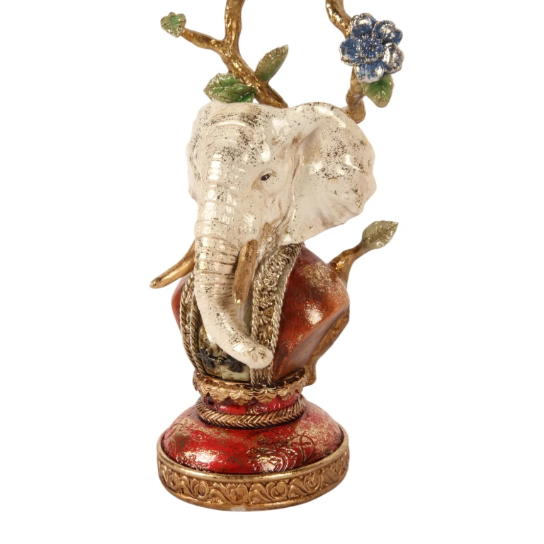 Candelabro Elefante - 31 cm - multicolore - resina artificiale
