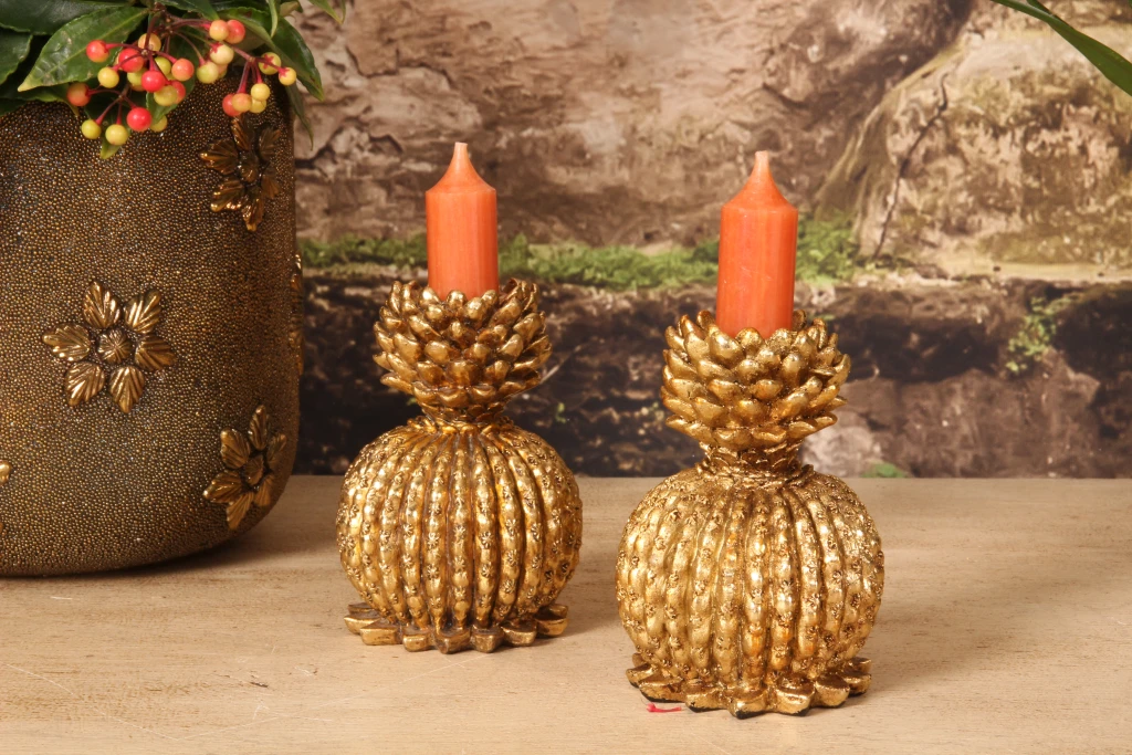 Candelabro Antico - 10,5 cm - oro - resina artificiale