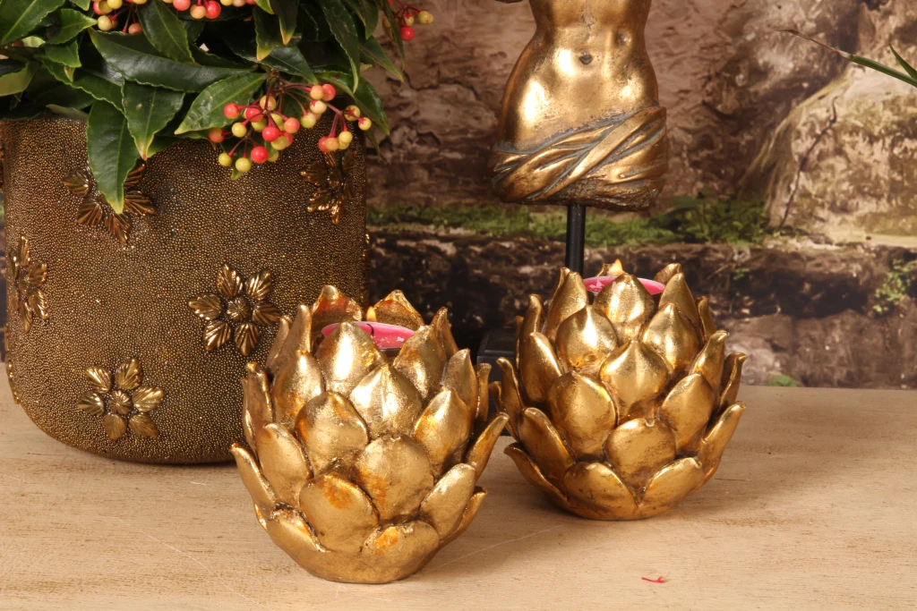 Candelabro Fiore - 11 cm - oro - resina artificiale
