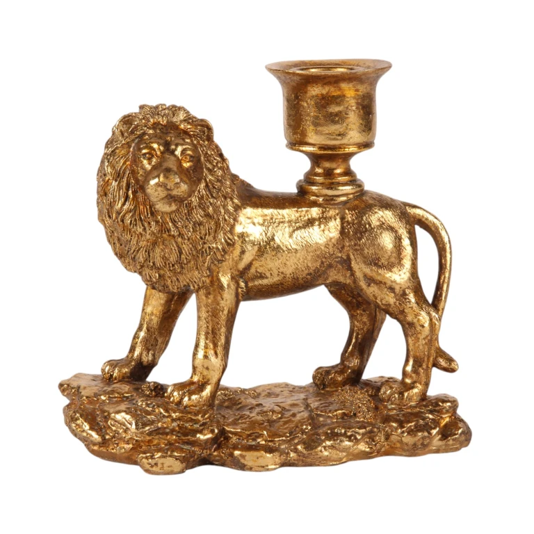 Candelabro Leone - 13 cm - oro - resina sintetica