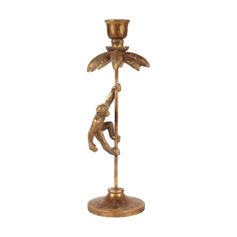 Candelabro Scimmia - 31 cm - oro - resina artificiale