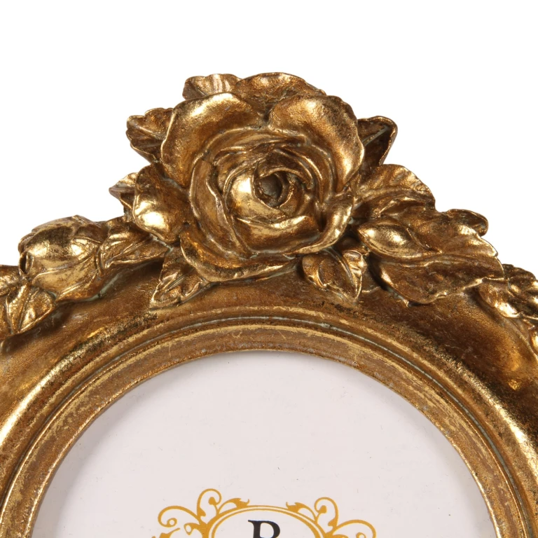 Cornice fotografica 10 x 10 cm - oro - resina artificiale - rotonda
