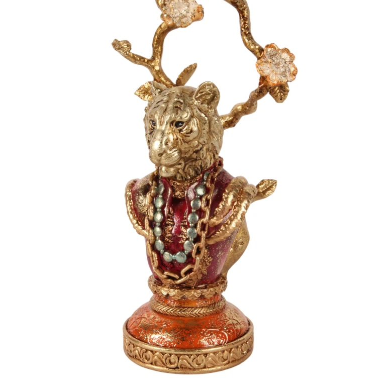 Candelabro Leone - 31 cm - oro - resina artificiale