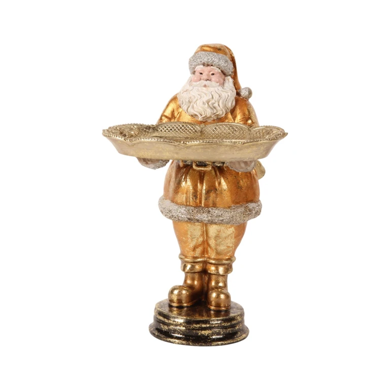 Babbo Natale con piatto - oro - 24 cm