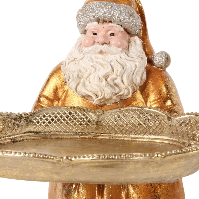 Babbo Natale con piatto - oro - 24 cm