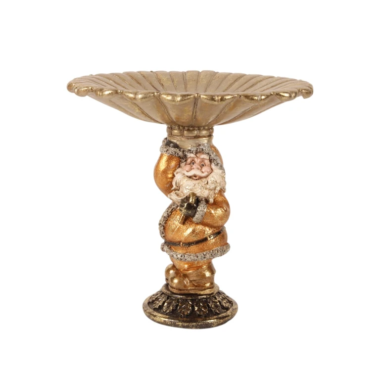 Ciotola decorativa Babbo Natale - oro - resina artificiale - 24 cm - 1 pezzo