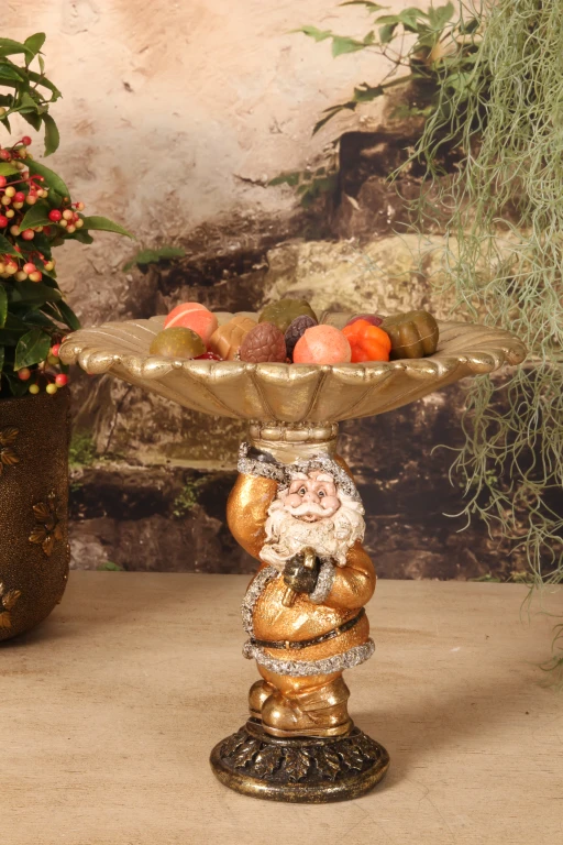 Ciotola decorativa Babbo Natale - oro - resina artificiale - 24 cm - 1 pezzo
