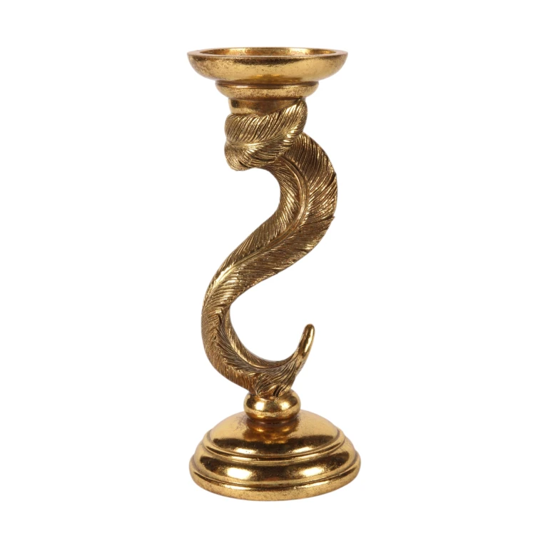 Candelabro Piuma - 26,5 cm - oro - resina sintetica - 1 pezzo