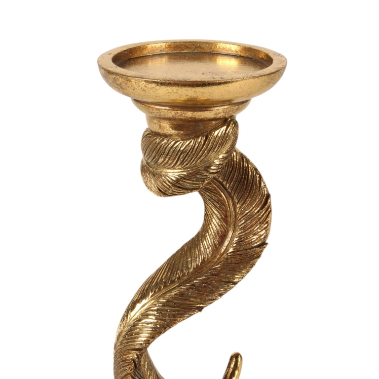 Candelabro Piuma - 26,5 cm - oro - resina sintetica - 1 pezzo