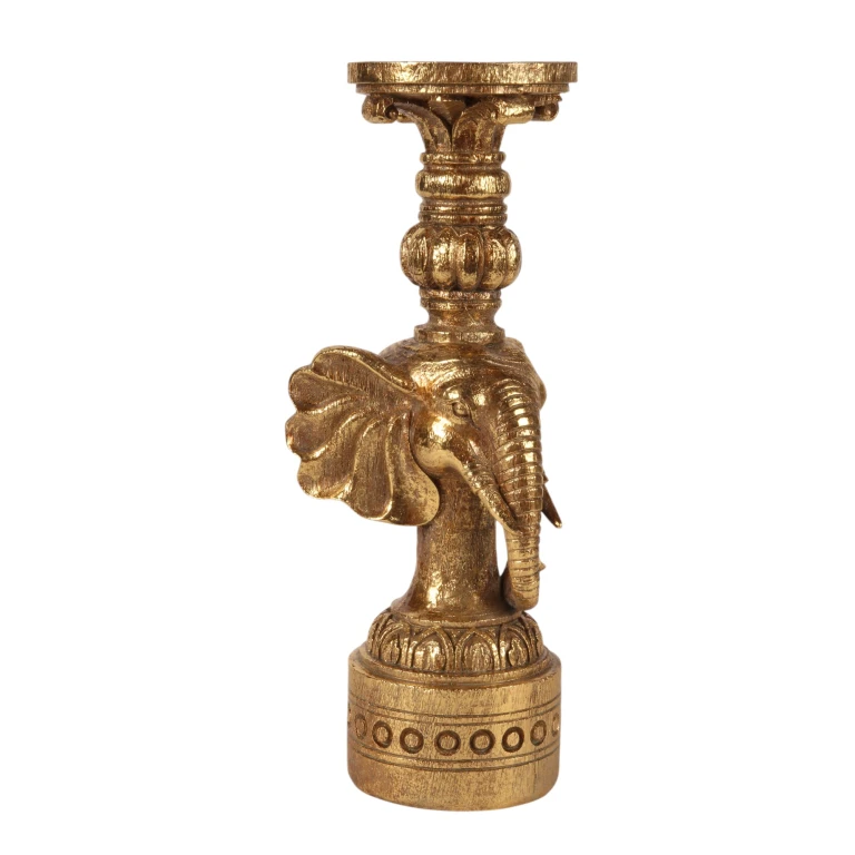 Candelabro Elefante - 38,5 cm - oro - resina artificiale