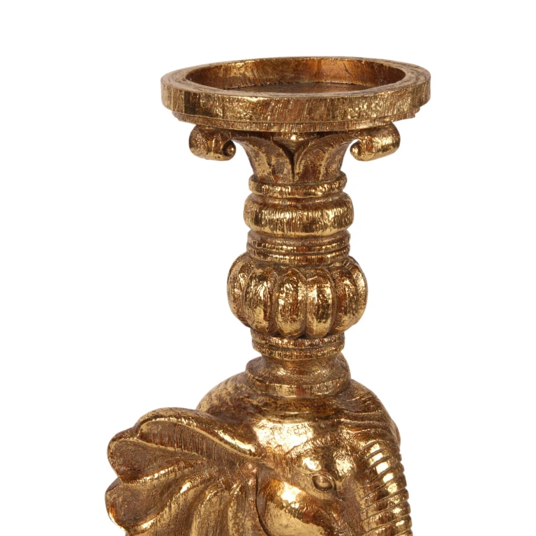 Candelabro Elefante - 38,5 cm - oro - resina artificiale