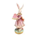 Statua di coniglio con torta - rosa - 28,5 cm