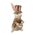 Statua di coniglio con tamburo - oro - 16 cm - 1 pezzo
