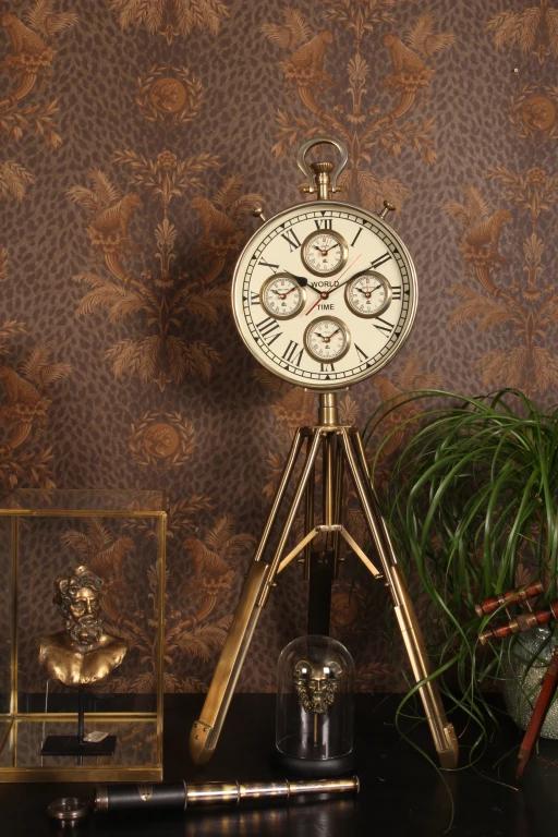 Orologio mondiale su supporto - oro - 100 cm