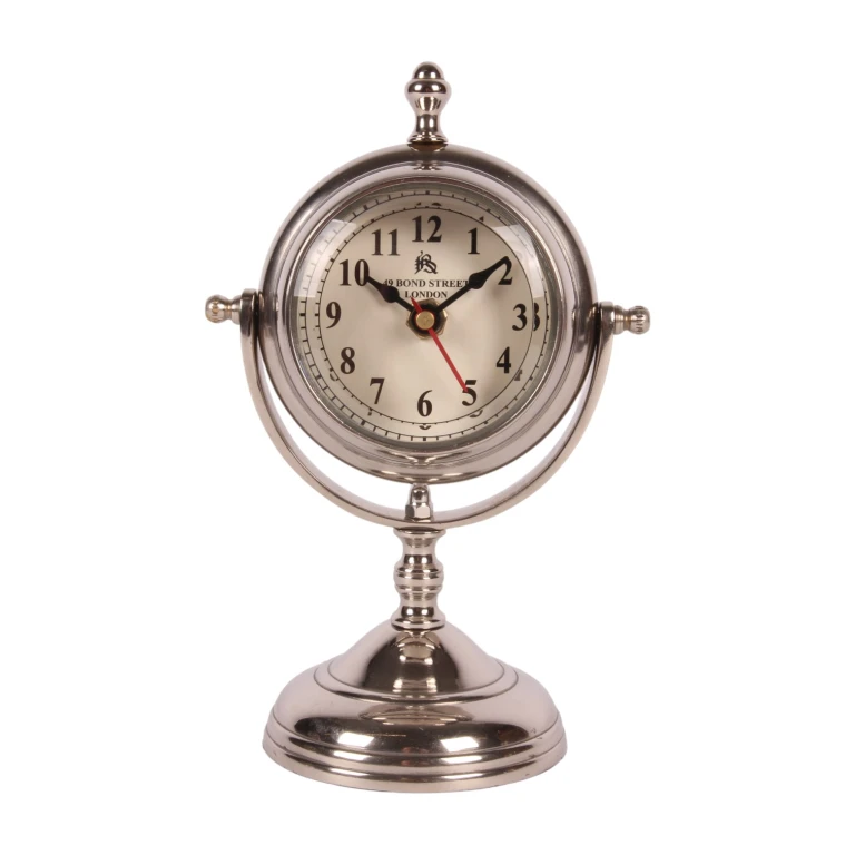 Orologio da tavolo su piedistallo - argento - alluminio - 22 cm - 1 pezzo