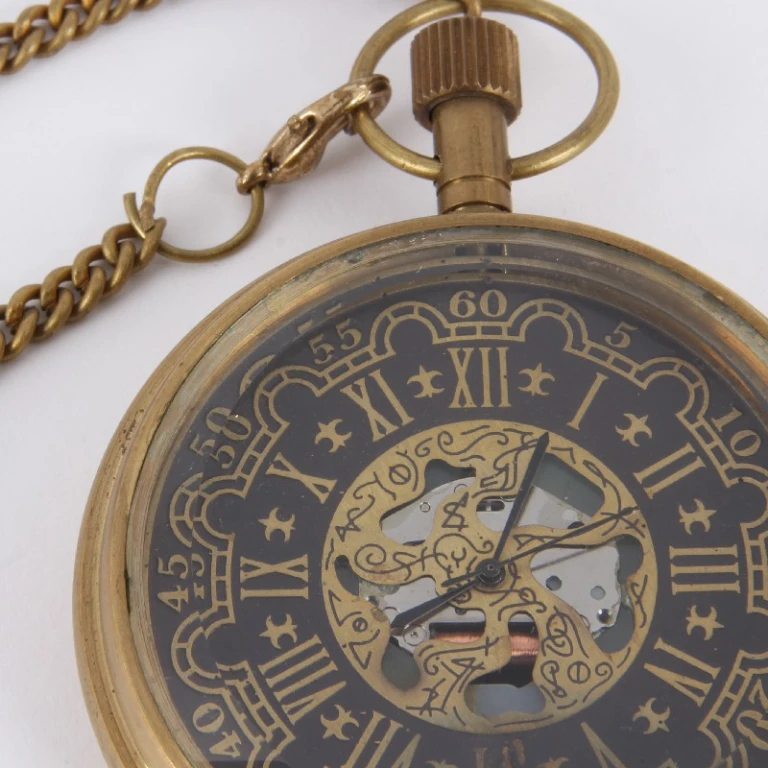 Orologio da Tasca Stile Olandese Ghandi - 5 cm - oro - ottone