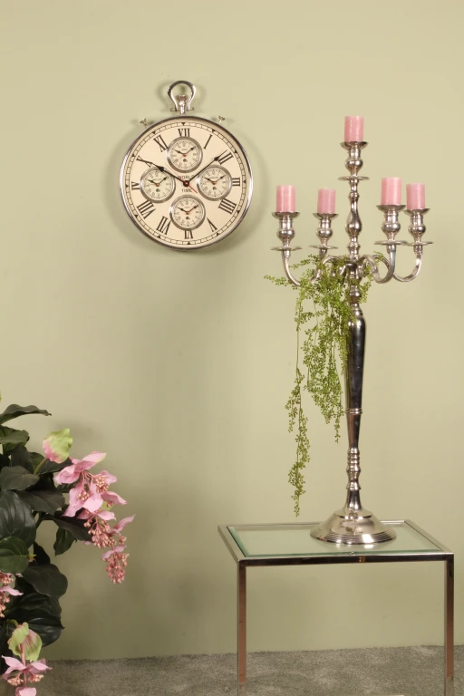 Candelabro - 5 bracci - 104 cm - argento - alluminio