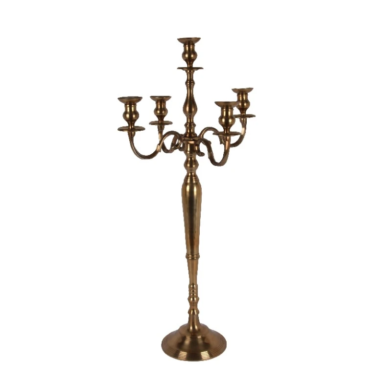 Candelabro a 5 bracci - 104 cm - oro - alluminio