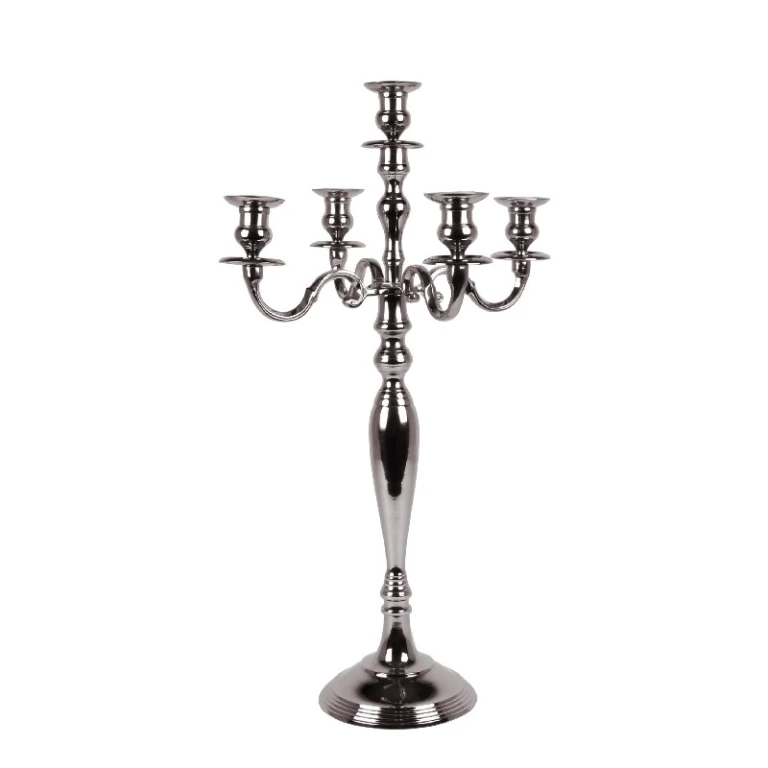 Candelabro a 5 bracci - 80 cm - argento - alluminio